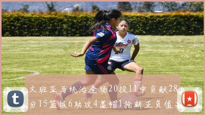 文班亚马统治全场20投11中贡献28分15篮板6助攻4盖帽1抢断正负值高达32